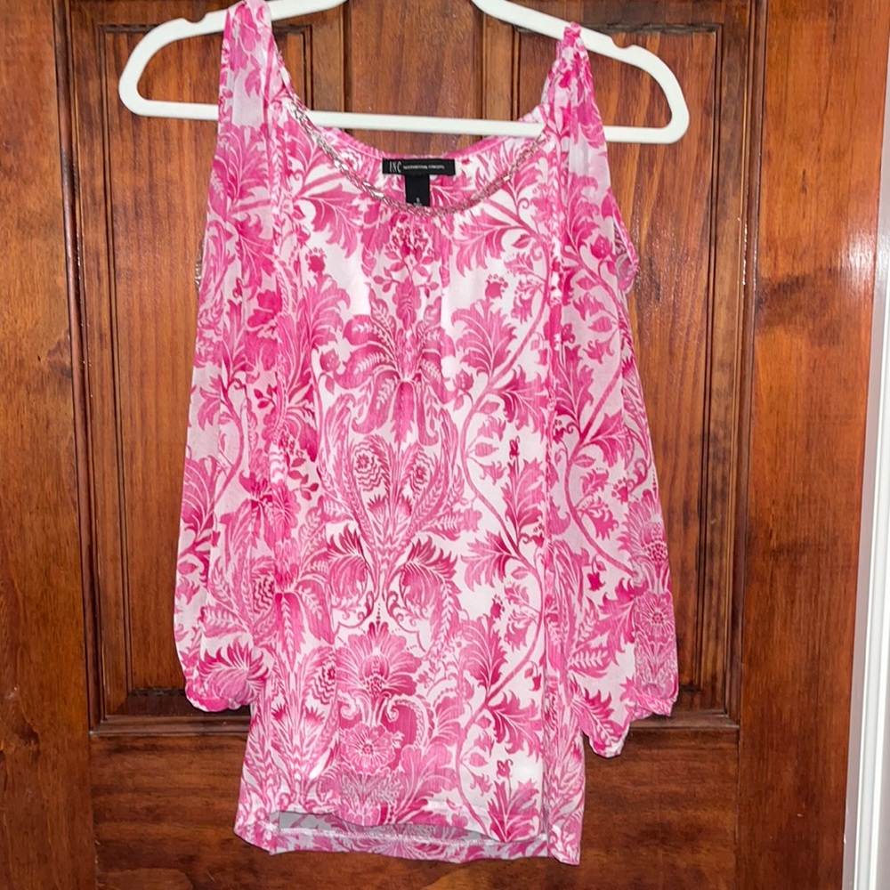 INC Pink Cold Shoulder Top